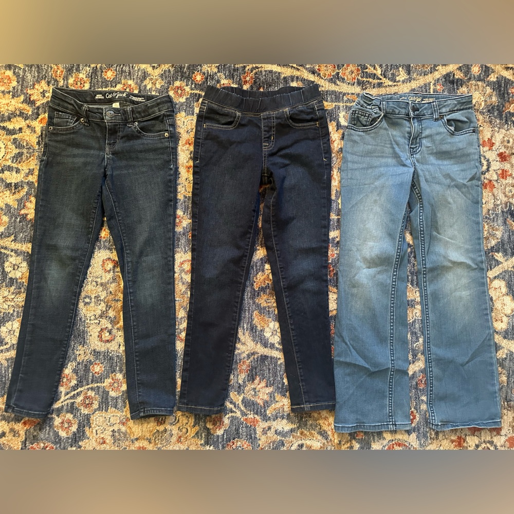 Cat & Jack lot of 3 girls blue denim jeans size 8 varying styles